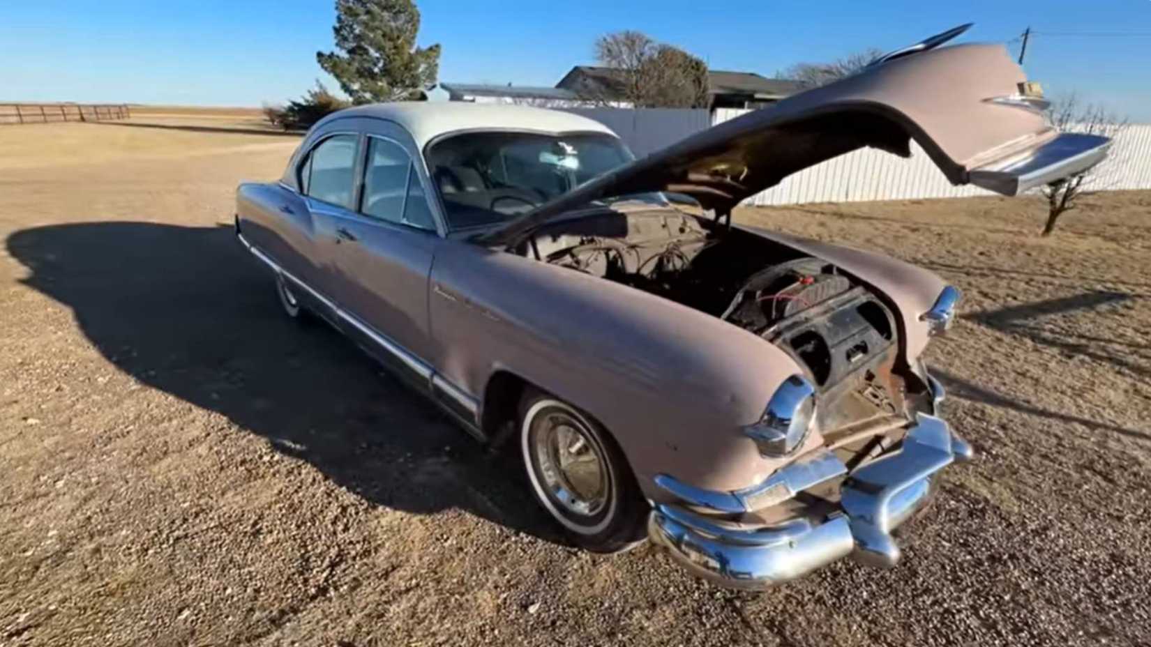1953 Kaiser Manhattan with hood open