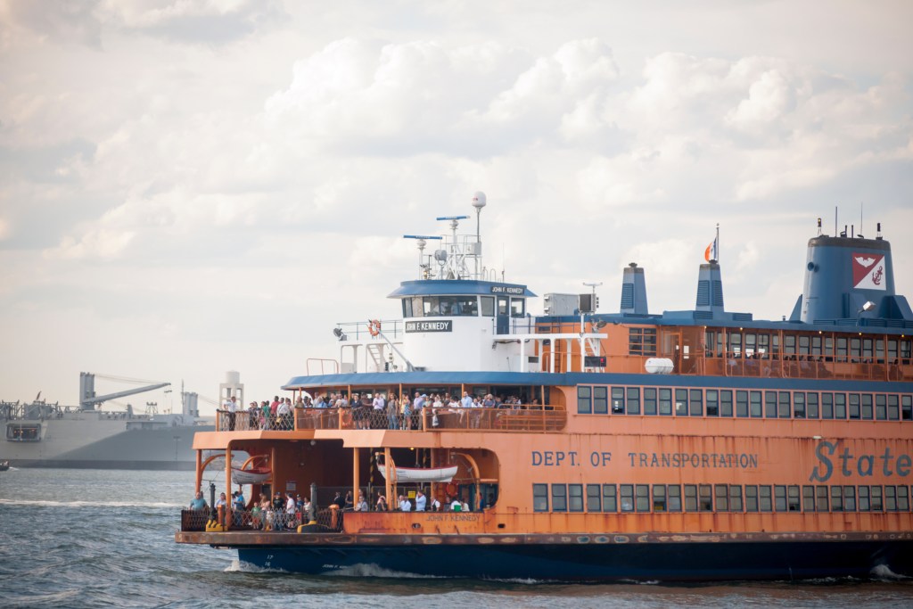 The John F. Kennedy Staten Island Ferry transports passengers in 2016.