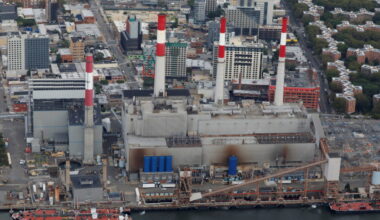 The Ravenswood Generating Station, a power plant, is seen in Queens, New York City