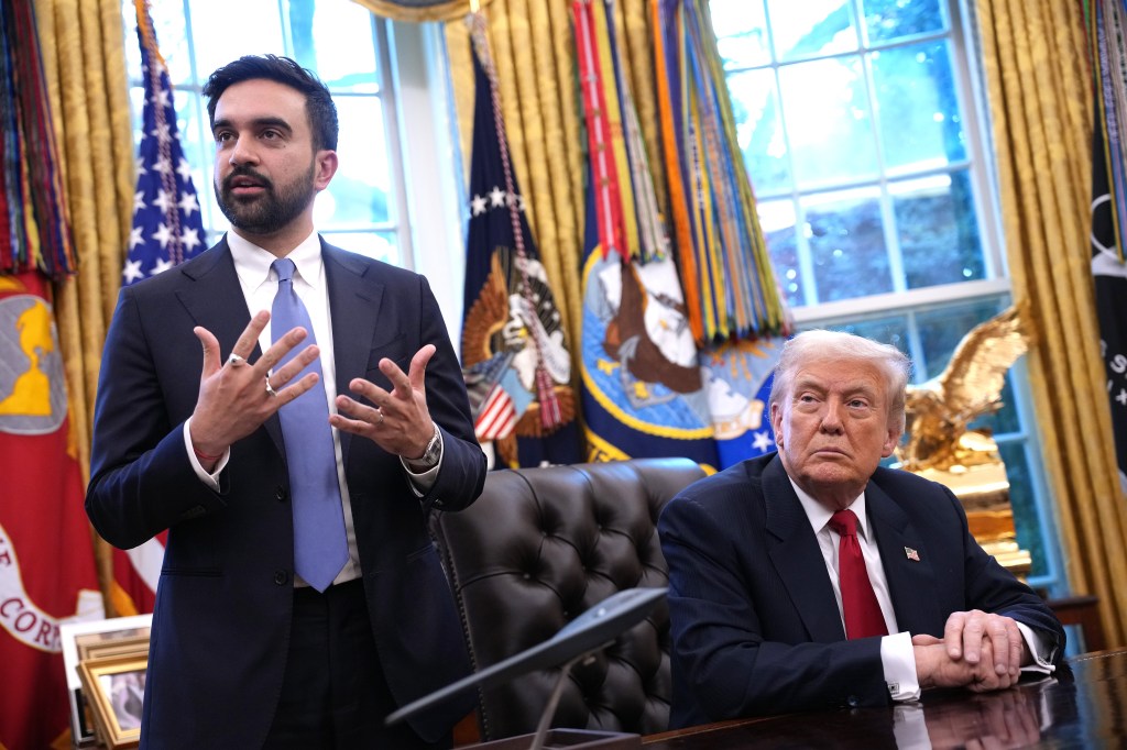 New York City Mayor-elect Zohran Mamdani speaks to President Donald Trump in the Oval Office.