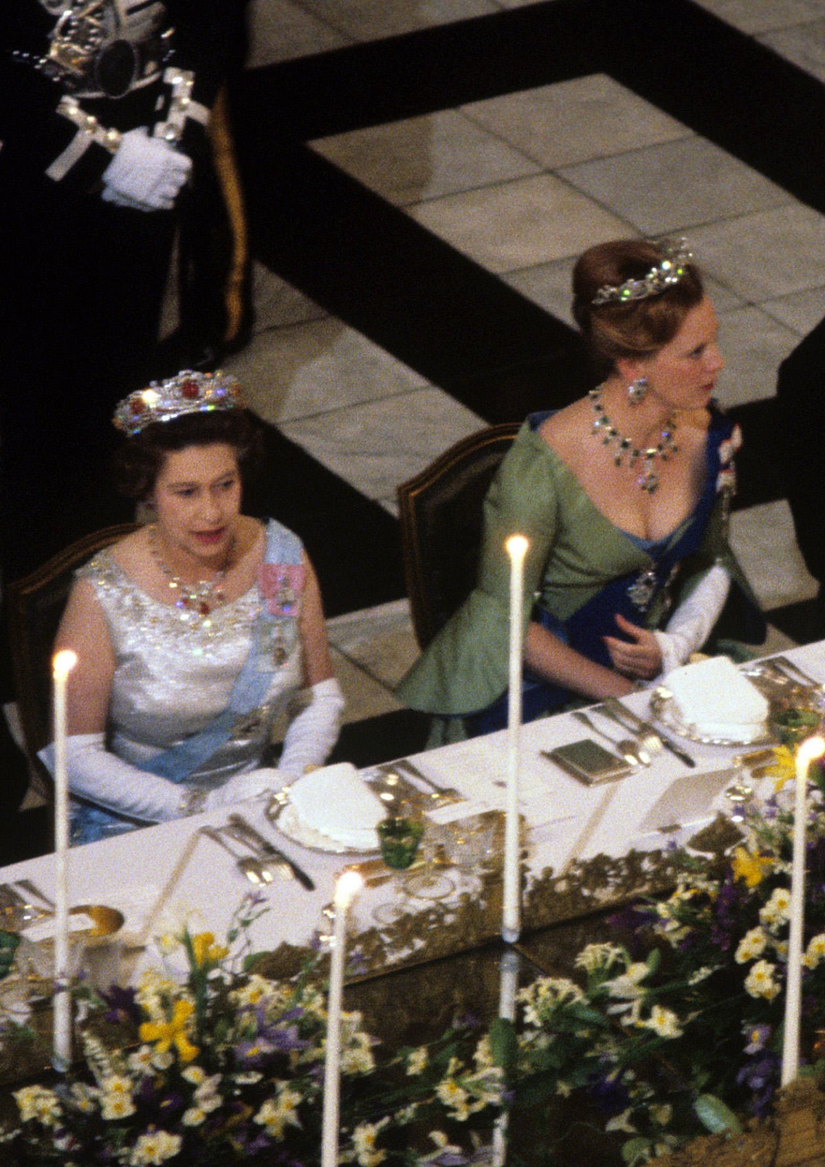 Queen Margrethe II and Prince Henrik of Denmark host a state banquet in honor of Queen Elizabeth II and Prince Philip of the United Kingdom at Christiansborg Palace in Copenhagen on May 16, 1979 (PA Images/Alamy)