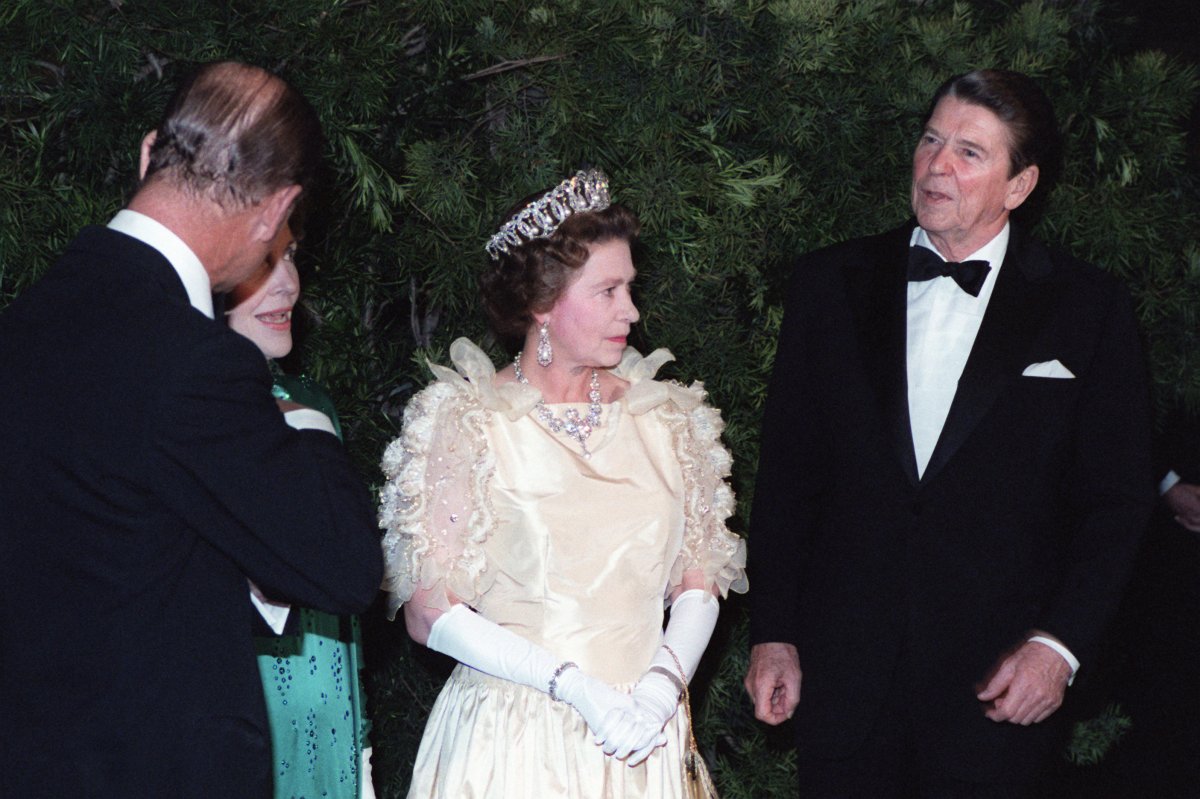 Queen Elizabeth II and the Duke of Edinburgh attend a dinner at the M.H. de Young Memorial Museum in San Francisco during their American state visit on March 3, 1983 (National Archives and Records Administration)