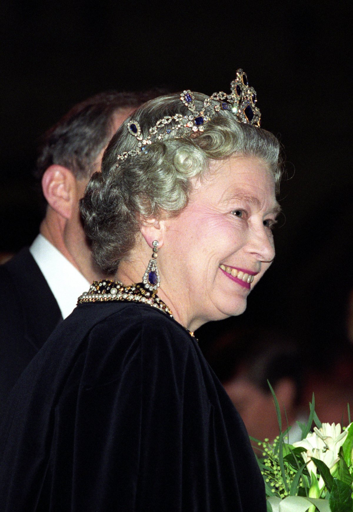 Queen Elizabeth II and the Duke of Edinburgh attend a celebration of the 40th anniversary of her accession to the throne at Earl's Court in London on October 26, 1992 (Martin Keene/PA Images/Alamy)