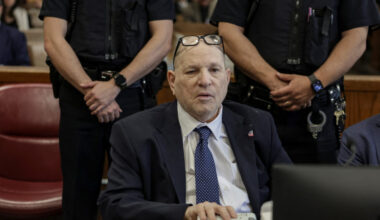 Former Hollywood film producer Harvey Weinstein appears in Manhattan Supreme Court during his re-trial on rape charges in ...
