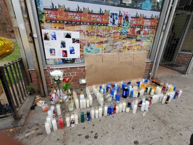 A memorial for Jamel Davis is pictured outside his home on Monday, April 13, 2026. (Nicholas Williams / New York Daily News)