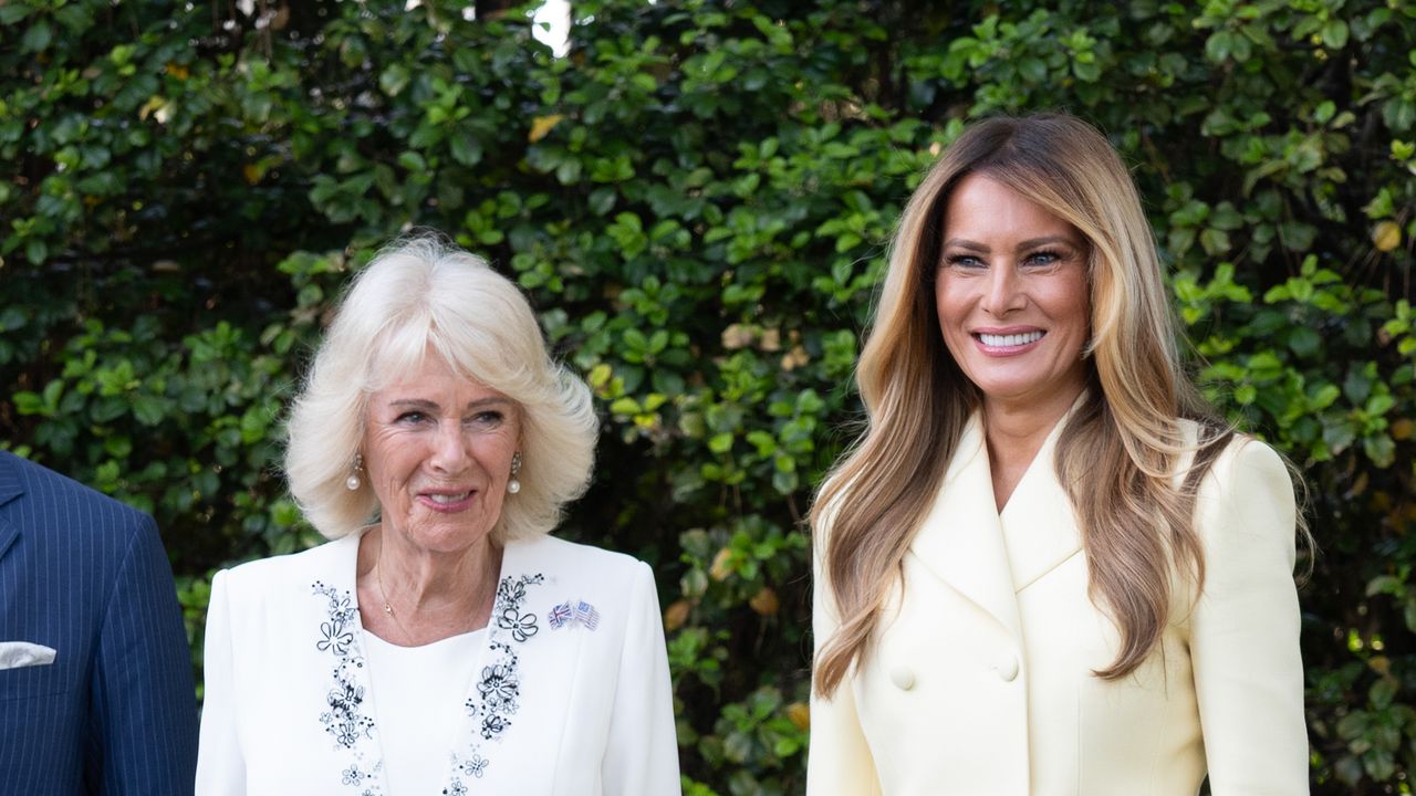 Melania Trump Welcomes King Charles and Queen Camilla to the White House in Tea Time Attire