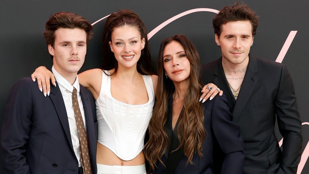 LOS ANGELES, CALIFORNIA - FEBRUARY 03: (L-R) Cruz Beckham, Nicola Peltz Beckham, Victoria Beckham and Brooklyn Peltz Beckham attend the premiere of "Lola" at Regency Bruin Theatre on February 03, 2024 in Los Angeles, California. (Photo by Frazer Harrison/Getty Images)