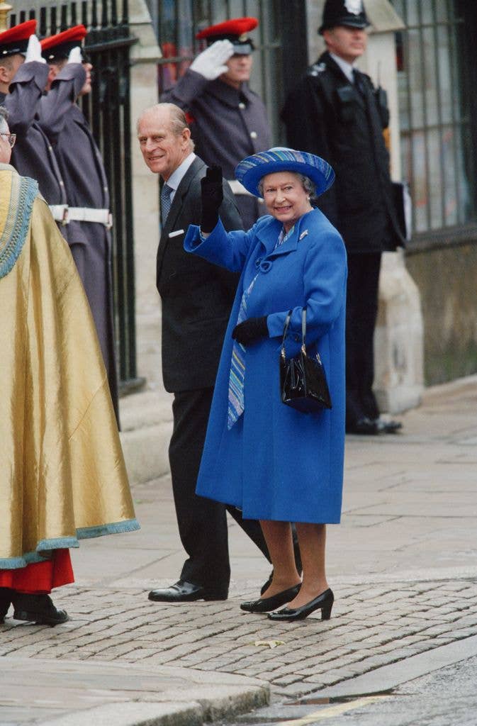 Queen Elizabeth II and Prince Philip outside westminster abbey