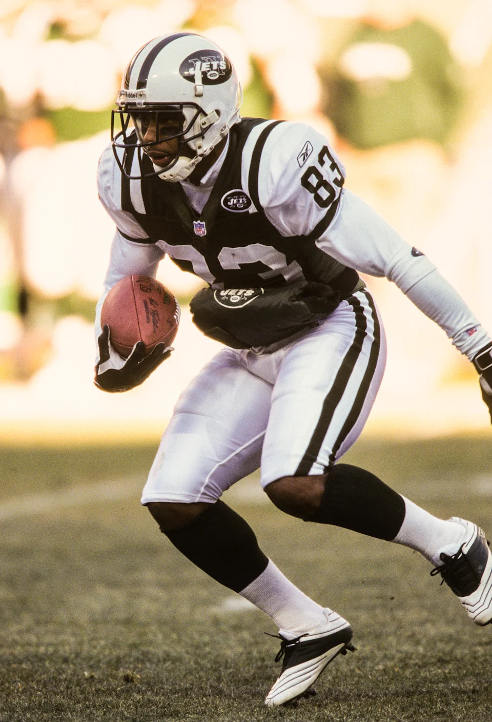 New York Jets receiver Santana Moss in action against the Buffalo Bills at Giants Stadium.