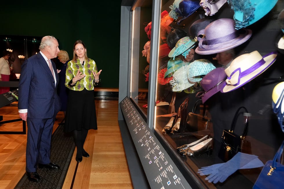 King Charles III And Queen Camilla Visit "Queen Elizabeth II: Her Life in Style" Exhibition