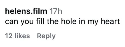 Instagram comment saying, "can you fill the hole in my heart," with 12 likes