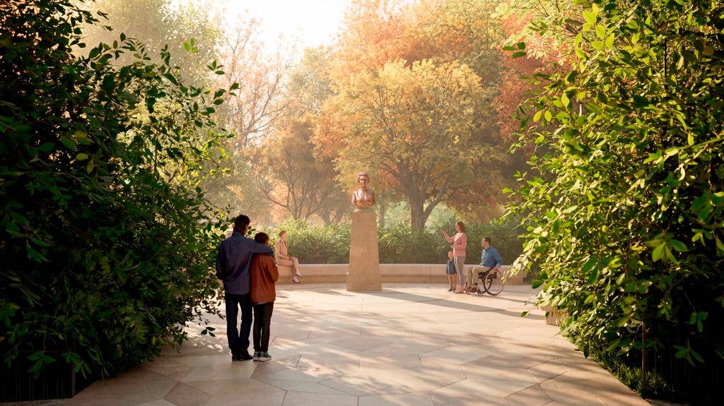 A bust of Her Majesty in her later years by sculptor Karen Newman