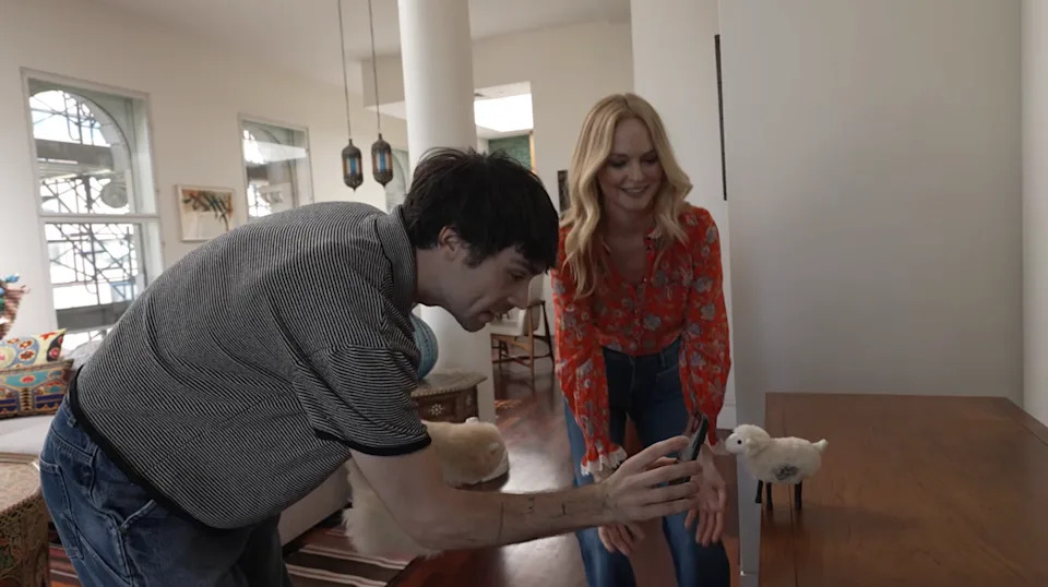 Heather Graham gave fans a peek inside her New York City loft on Caleb Simpson’s YouTube channel (above).