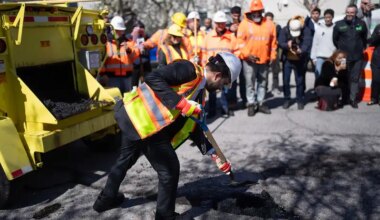 Hole-y moley! Mayor Mamdani fills NYC’s 100,000th pothole this year after frigid winter