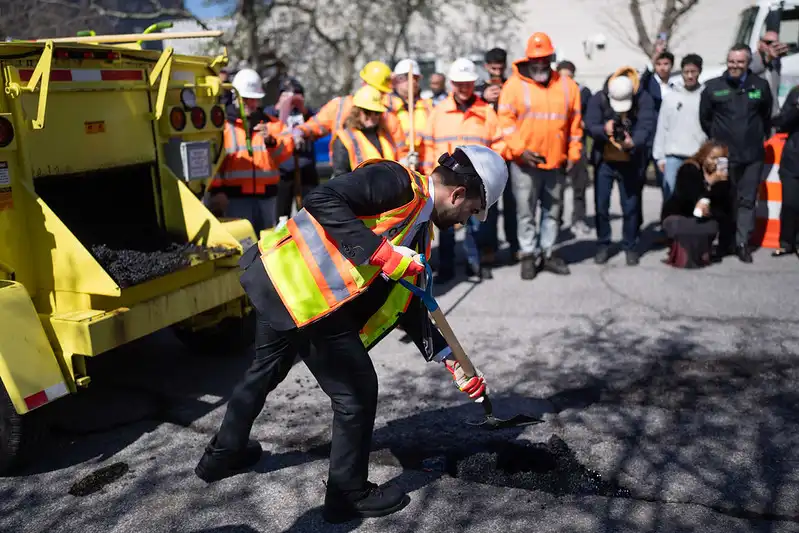 Hole-y moley! Mayor Mamdani fills NYC’s 100,000th pothole this year after frigid winter