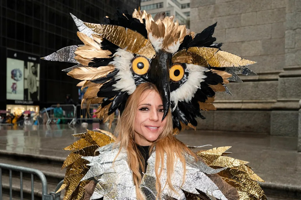 NEW YORK, NEW YORK – APRIL 05: Participants pose during the New York City Easter Bonnet Parade in front of St. Patrick’s Cathedral on April 05, 2026 in New York City. (Photo by Craig T Fruchtman/Getty Images)