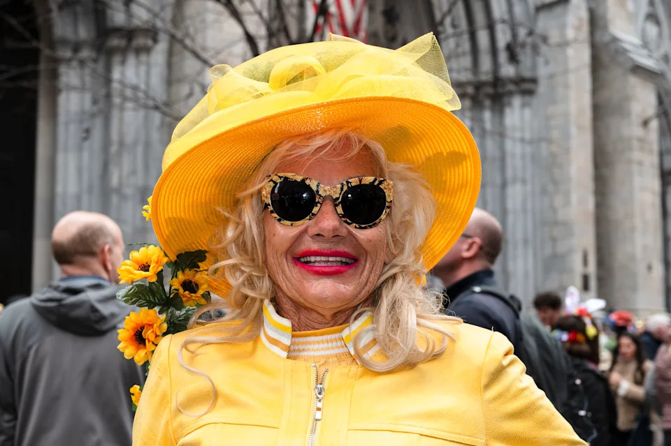 Participants pose during the New York City Easter Bonnet Parade and Festival in front of St. Patrick's Cathedral on April 05, 2026 in New York City. (Photo by Craig T Fruchtman/Getty Images)