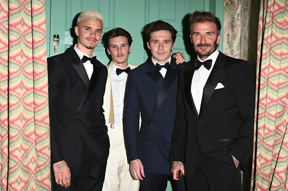 The retired athlete still wished Brooklyn (pictured here with his dad and brothers) a happy birthday on Instagram, writing: “We love you.” Justin Goff Photos/Getty Images