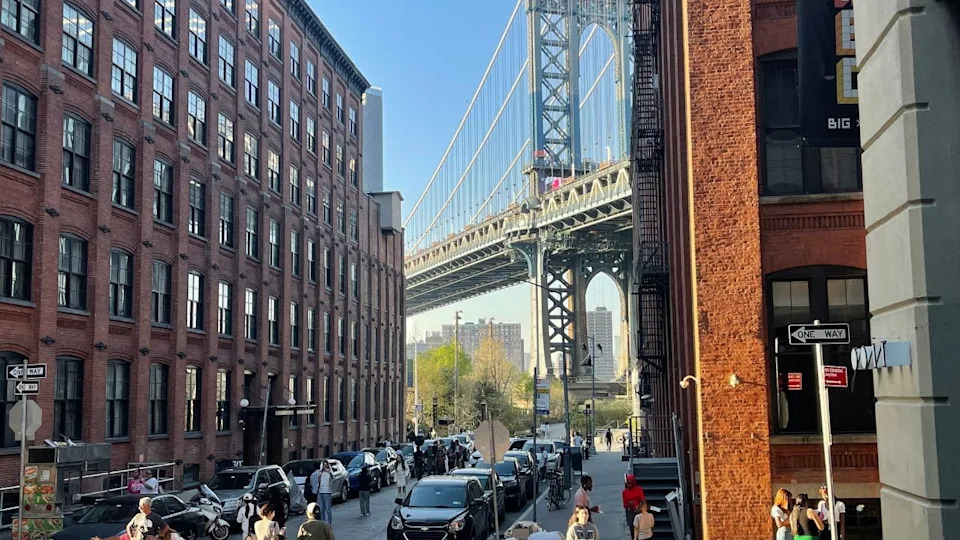 Brooklyn, NY USA - April 14, 2023: Streets of DUMBO Brooklyn