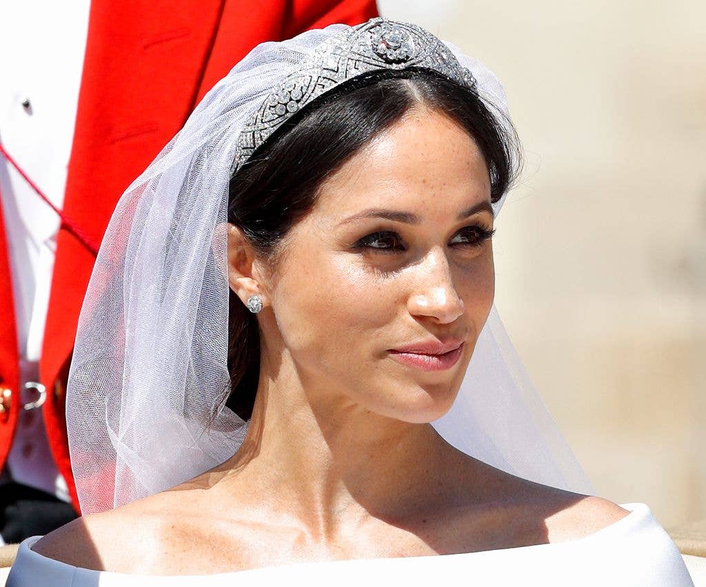 Meghan in wedding veil and tiara 