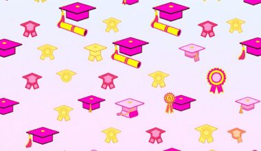 A bold, colorful silkscreen print featuring repeated icons of graduation caps, diplomas, and youth leadership awards in a grid, capturing the energy and accomplishments of the annual Boyz to Kings and Girlz to Queens awards ceremony.