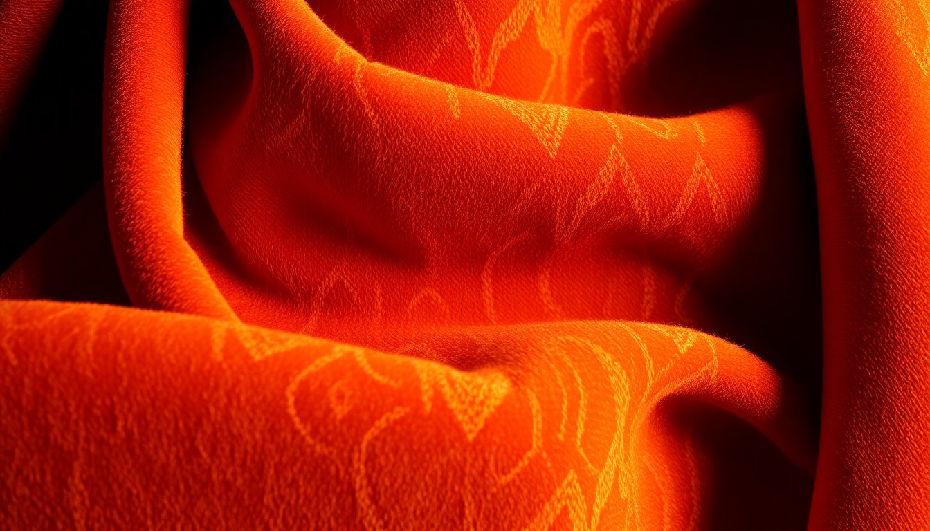 An abstract close-up image of a luxurious, textured fabric in rich, earthy tones, captured with dramatic lighting to create a glitzy, high-fashion aesthetic, conceptually representing the Queen