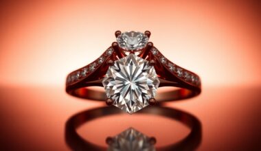 An abstract close-up of a diamond ring, capturing the glamour and emotional weight of a marriage anniversary celebration.