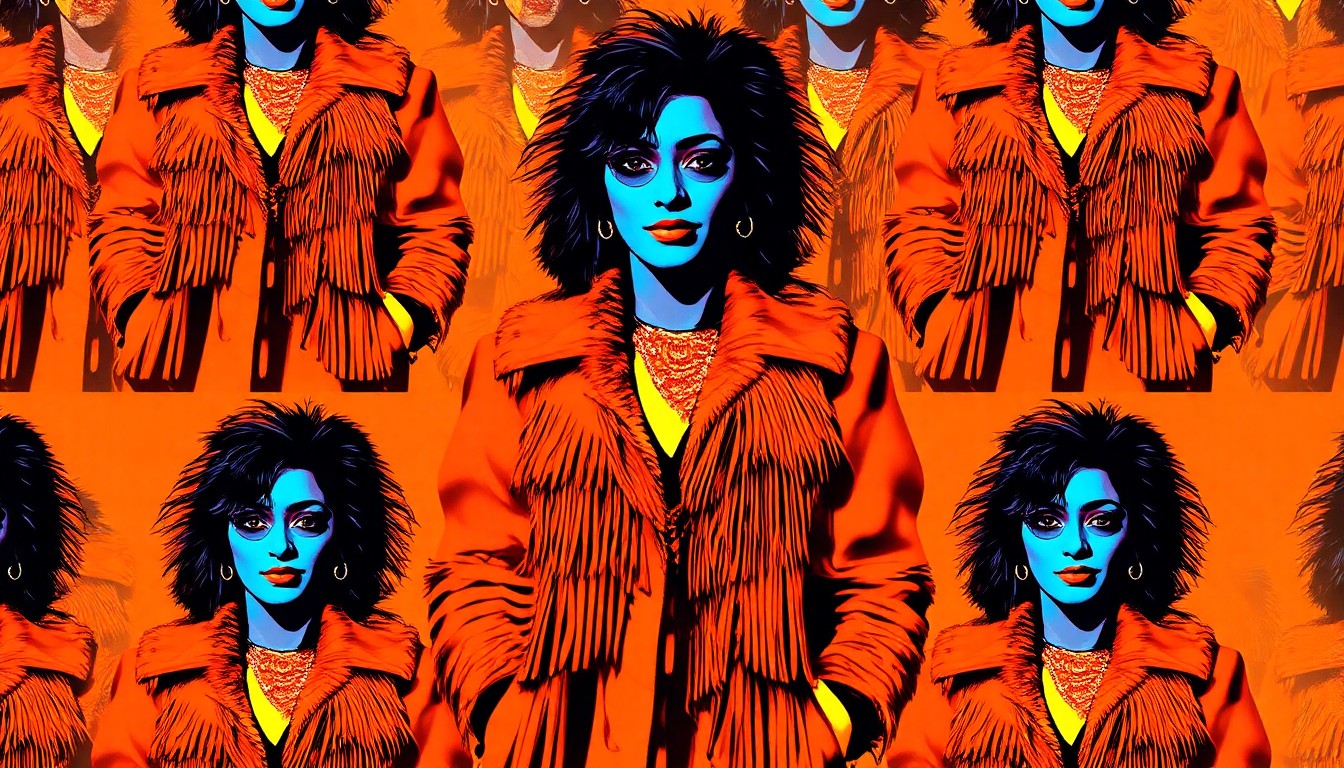 A high-contrast, silkscreen-style illustration featuring a repeating grid of Rama Duwaji