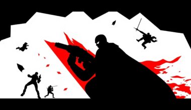 A minimalist, abstract illustration featuring bold, jagged shapes and silhouettes in high-contrast colors, conceptually representing the intersection of video game and movie worlds.