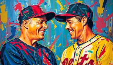 An abstract expressionist painting in vibrant neon colors, featuring overlapping brushstrokes and splatters that suggest the figures of two men embracing, conveying the emotional intensity of their reconciliation after years of struggle with substance abuse.