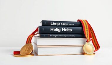 A minimalist, photorealistic studio still life featuring a stack of hardcover books titled