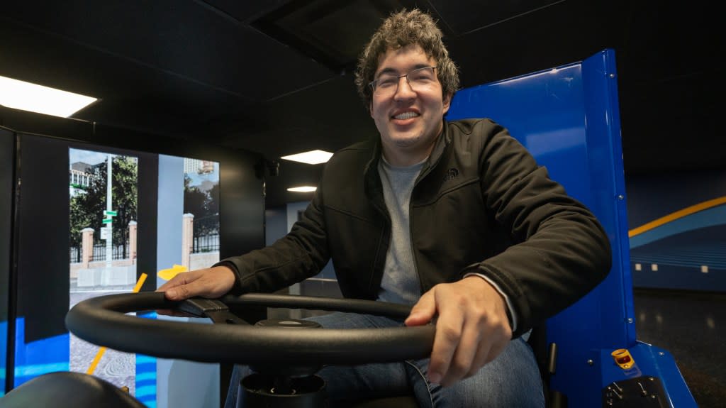The Post’s Ben Cost gets behind the wheel of the MTA’s new bus simulator. J.C. Rice for NY Post