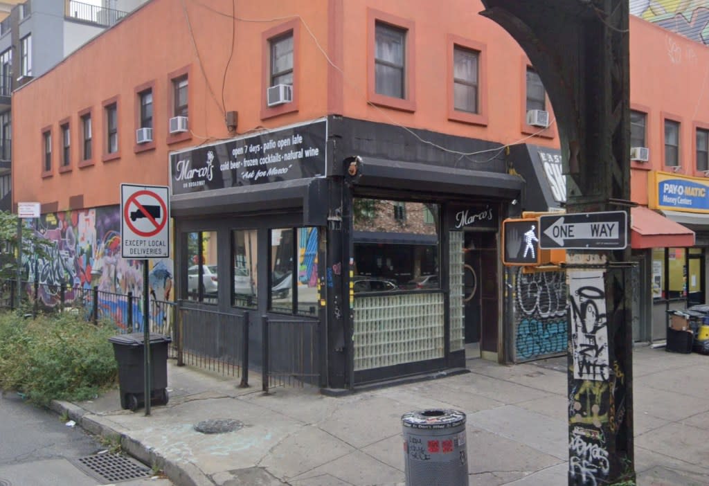 Marco’s a bar in Brooklyn where a stabbing took place in front. Google