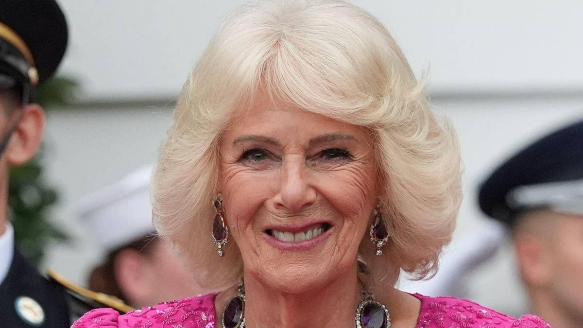 Queen Camilla stuns in Barbie pink banquet gown and Queen Elizabeth's necklace - but skips a tiara