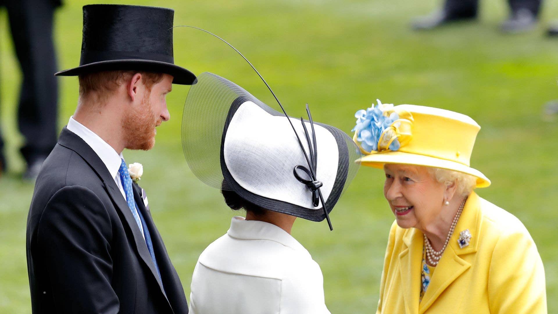 The Queen greets the Duke and Duchess of Sussex at Royal Ascot in 2018