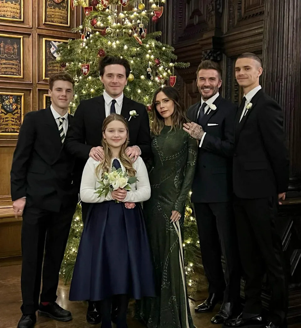Sources claim that the couple (pictured here with their kids in 2021) are willing to meet their son and his wife, Nicola Peltz, wherever and with whomever they want.
