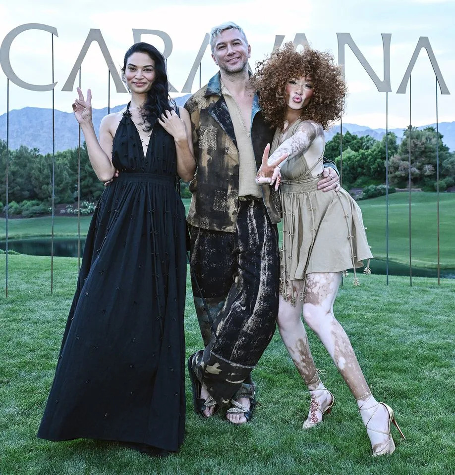 Shanina Shaik, Artem del Castillo and Winnie HarlowCredit: Katie Flores/WWD via Getty