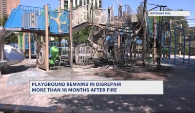 News 12 | Brooklyn | Kids play on melted playground in Coney Island more than 18 months after fire
