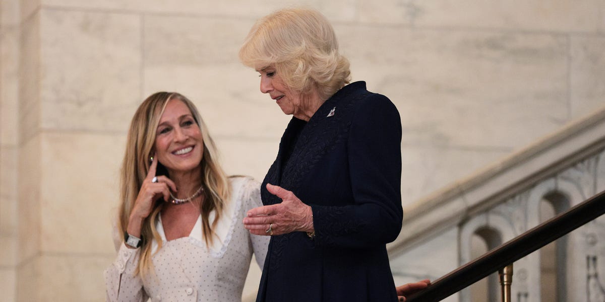 Queen Camilla Visits New York Public Library With Sarah Jessica Parker and Jenna Bush Hager