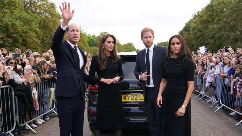 The estranged duos ended up doing a joint walkabout st Windsor Castle following the queen's death.MEGA