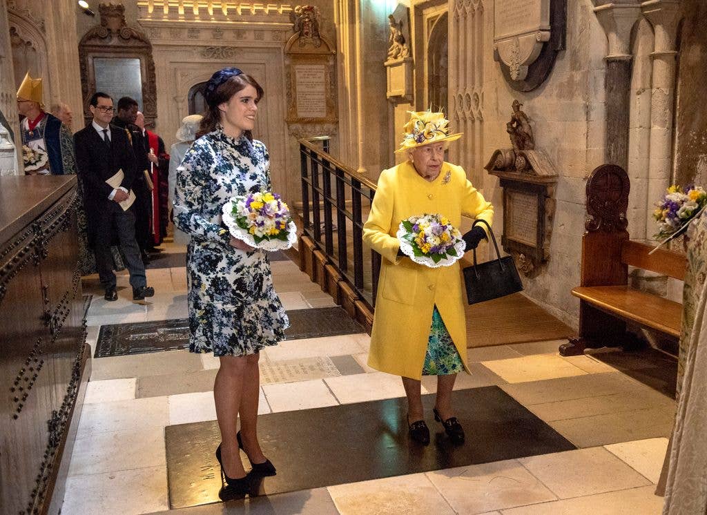 Princess Eugenie and the late Queen at the Royal Maundy service