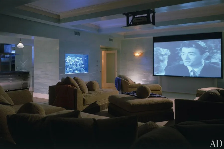 Carey’s underwater-themed media room as photographed in 2001.