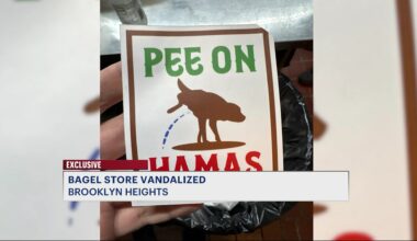News 12 | Brooklyn | Exclusive Police Investigate Vandalism Outside Palestinianowned Bagel Shop In Brooklyn Heights