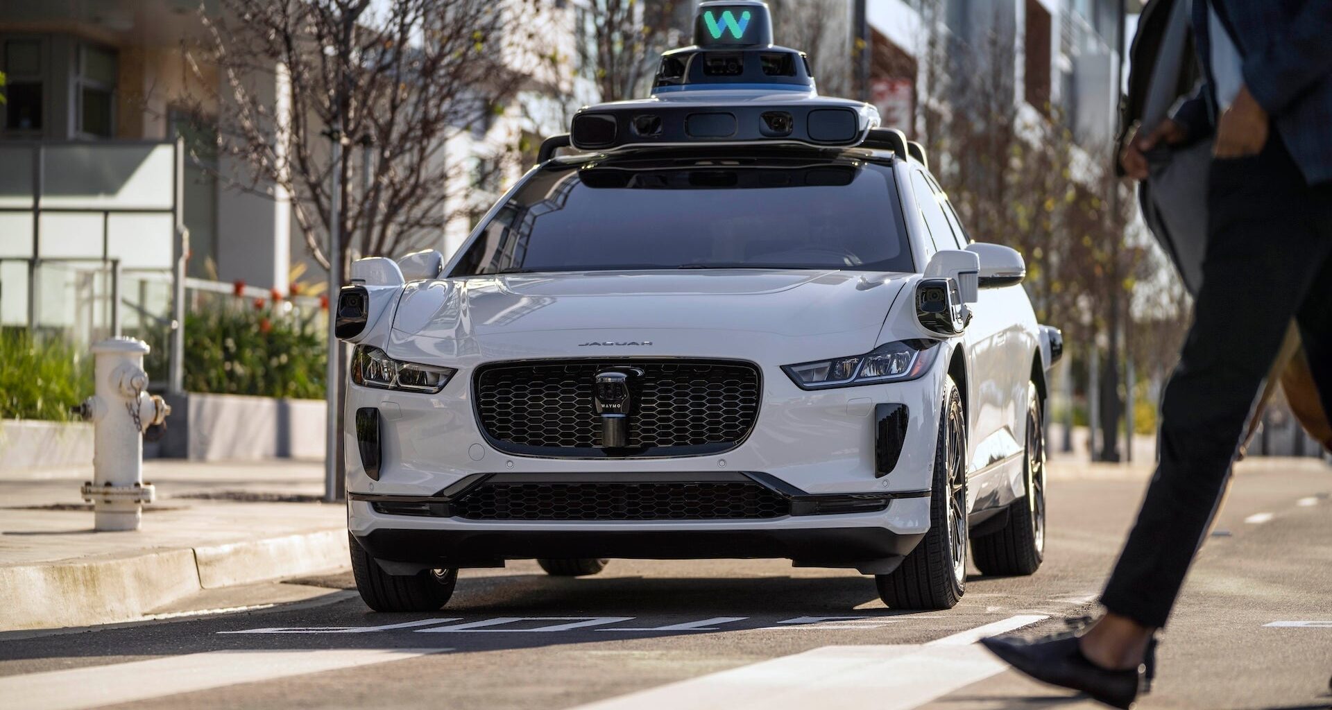 Waymo robotaxi cruises the streets