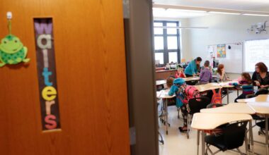 students are helped with their homework in the classroom