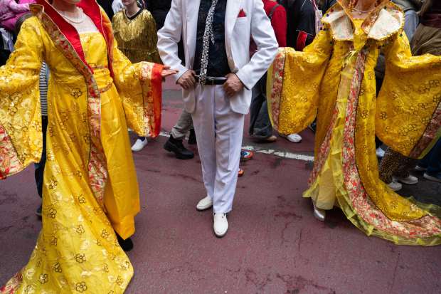 People participate in the Easter Bonnet Parade on Fifth Avenue, Sunday, April 5, 2026, in New York. (AP Photo/Adam Gray)