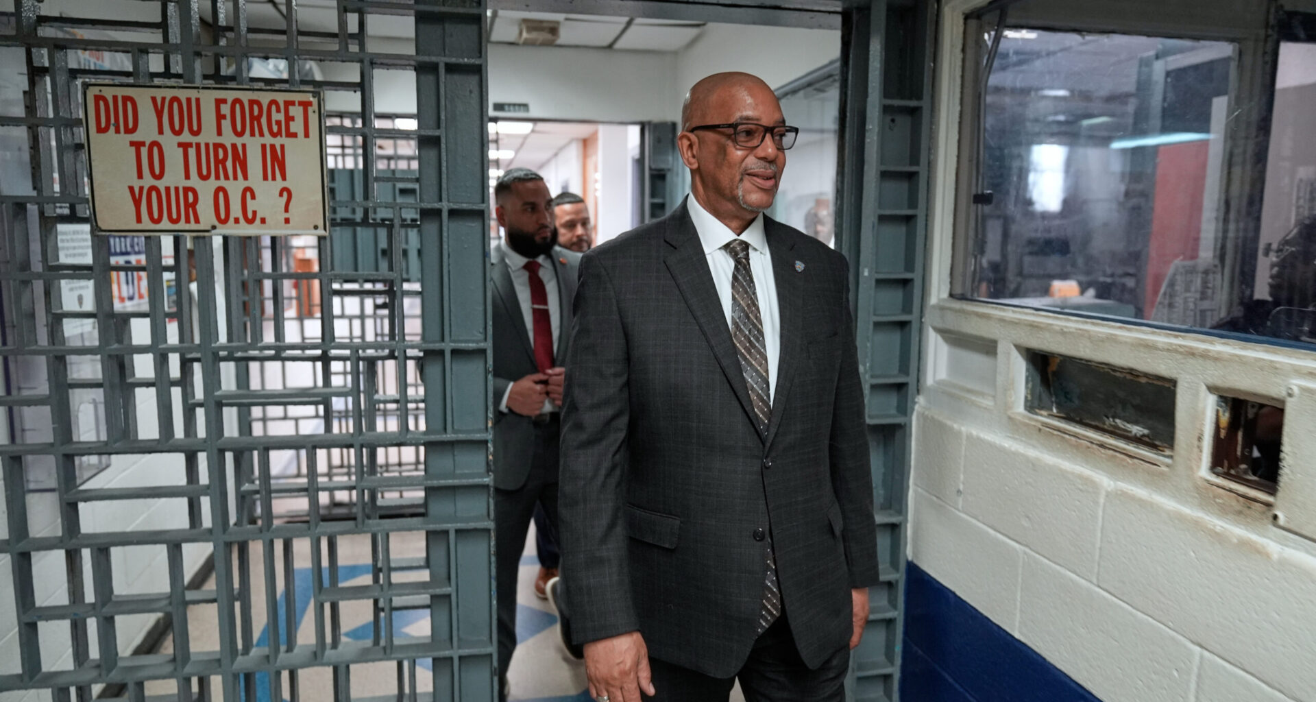 Stanley Richards, NYC Department of Correction commissioner, walks through security in the building where he was previously incarcerated on Rikers Island in New York, Tuesday, April 14, 2026. Photo: Seth Wenig/AP