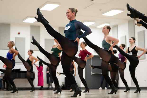 Dancers audition for the Radio City Rockettes at Radio City Music Hall in New York, on Wednesday, April 22, 2026. (AP Photo/Yuki Iwamura)