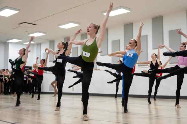 Dancers audition for the Radio City Rockettes at Radio City Music Hall in New York, on Wednesday, April 22, 2026. (AP Photo/Yuki Iwamura)