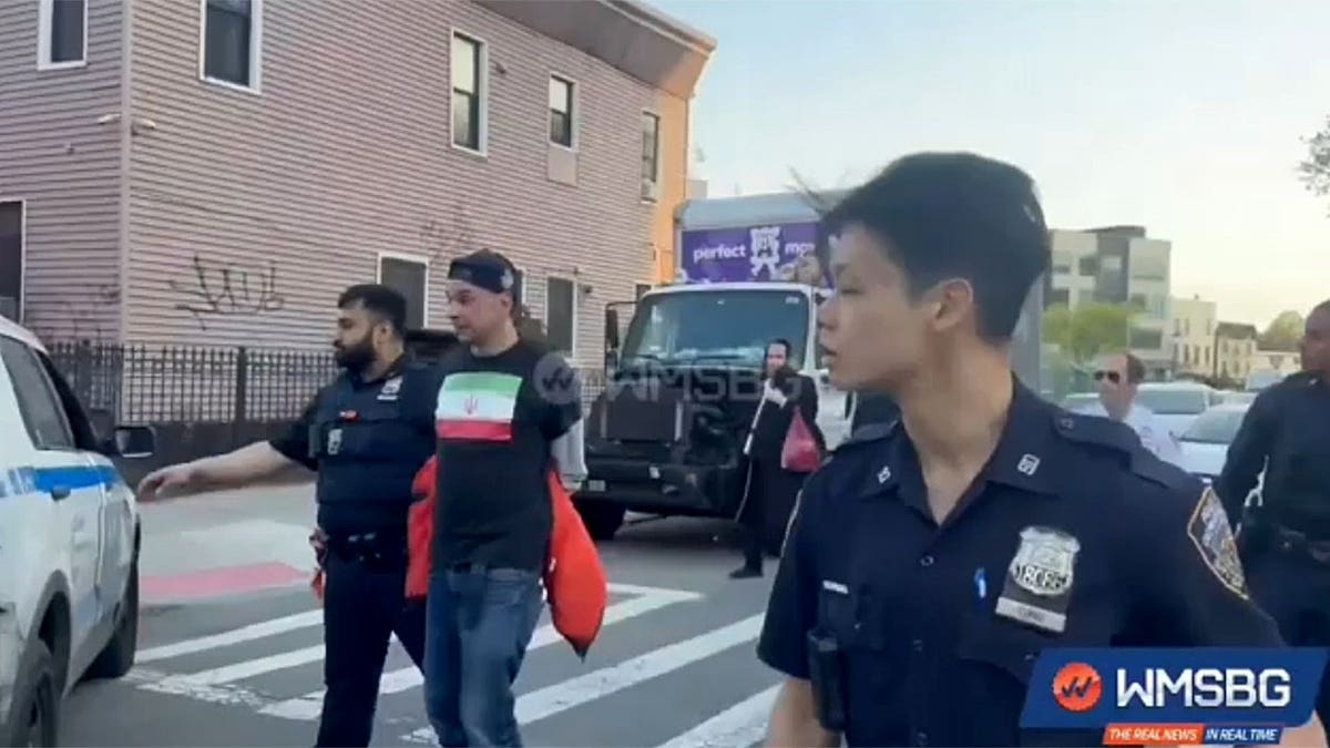 Suspect led to police vehicle during arrest for alleged assault in Brooklyn